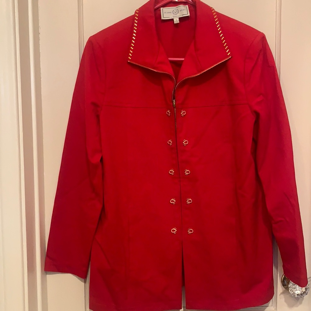 ST. JOHN SPORT, SZ S BY MARIE GRAY RED ZIP UP